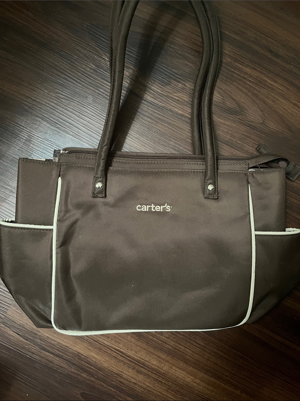Carter's Brown Diaper Tote with White Trim